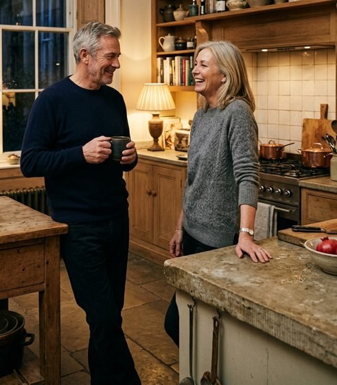 Charles and Anna in their kitchen